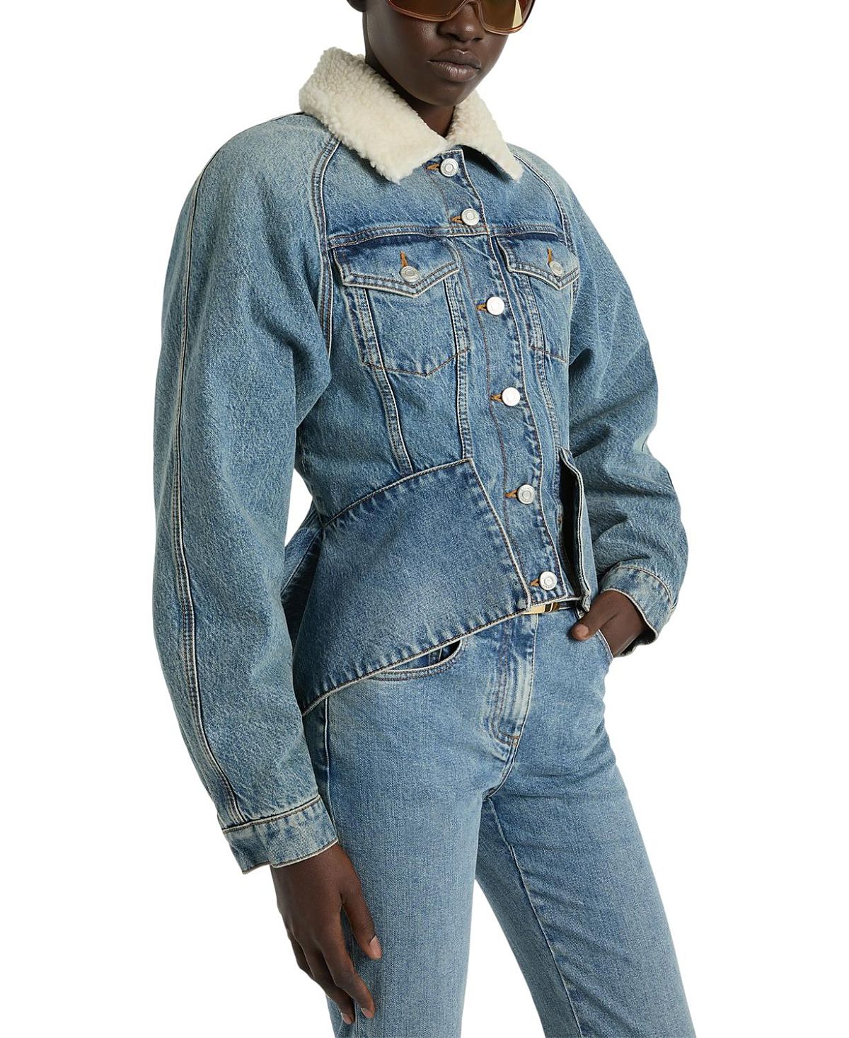 Balmain Faded Denim Peplum Jacket