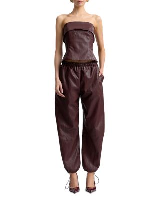 Faux Leather Foldover Strapless Top - thumbnail 7