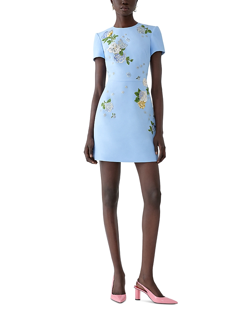 Carolina Herrera Embroidered Back Bow Mini Dress