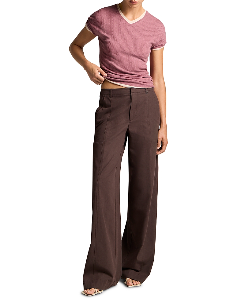 Vince Wool Pointelle V-Neck Tee