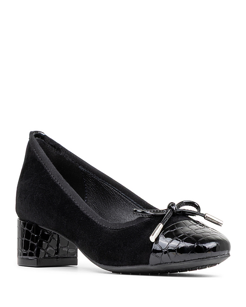 Donald Pliner Women's Bow Leather Suede Mid Heel Pumps