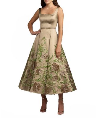 Floral Brocade A-Line Midi Dress