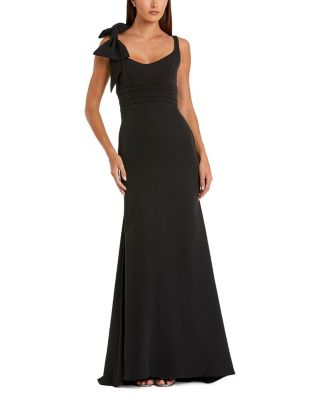 Petite Scoop Neck Trumpet Gown with Bow