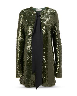 Sequin Embellished Tie Neck Cardigan