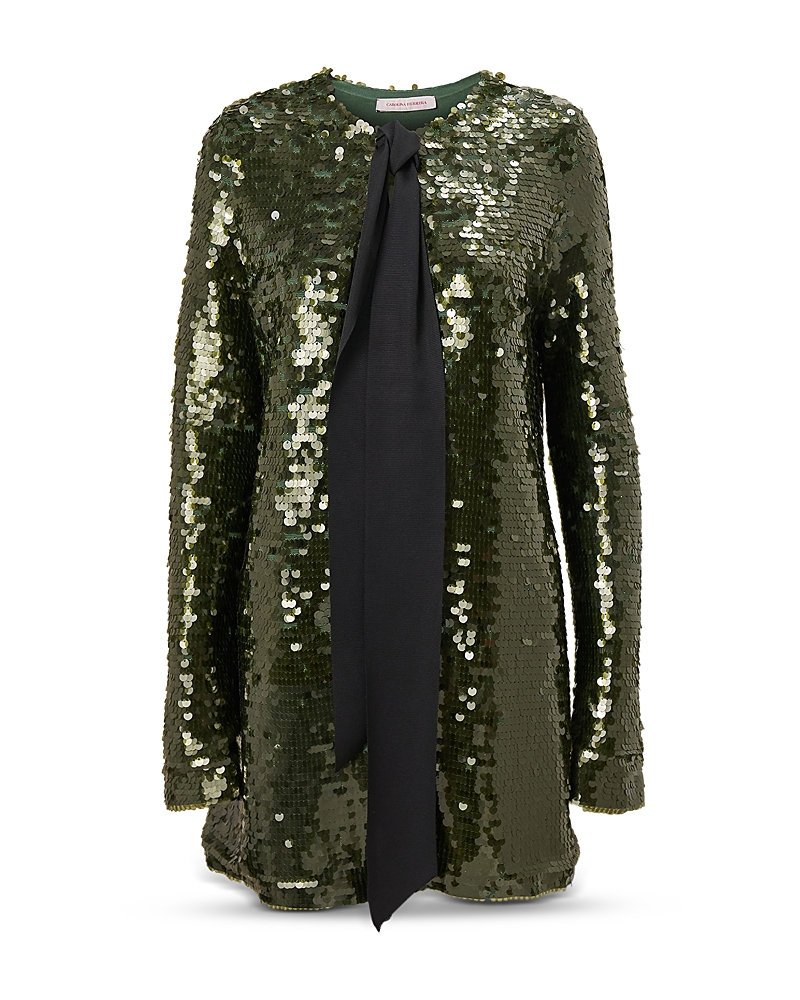 Carolina Herrera Sequin Embellished Tie Neck Cardigan