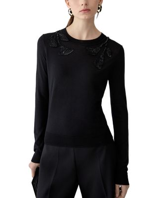 Embellished Long Sleeve Crewneck Sweater