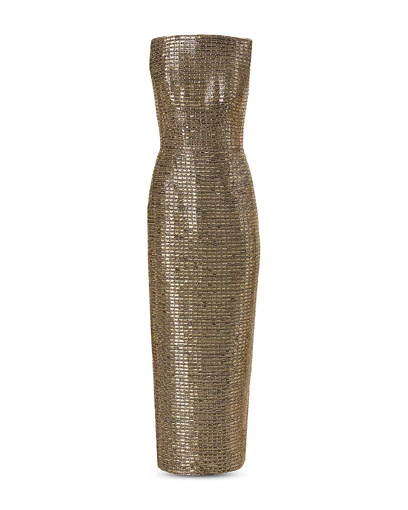 Carolina Herrera Silk Embellished Strapless Ankle Dress