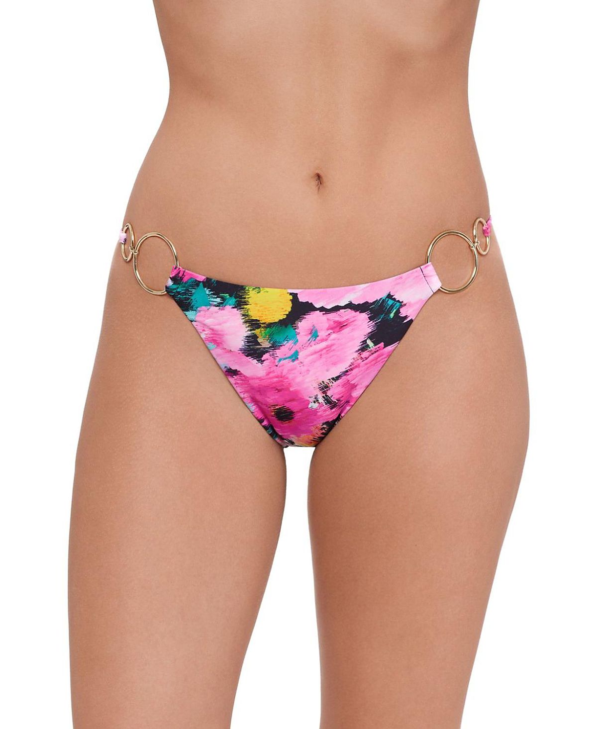Steve Madden Strap Side Bikini with Gold Double Rings Bottom