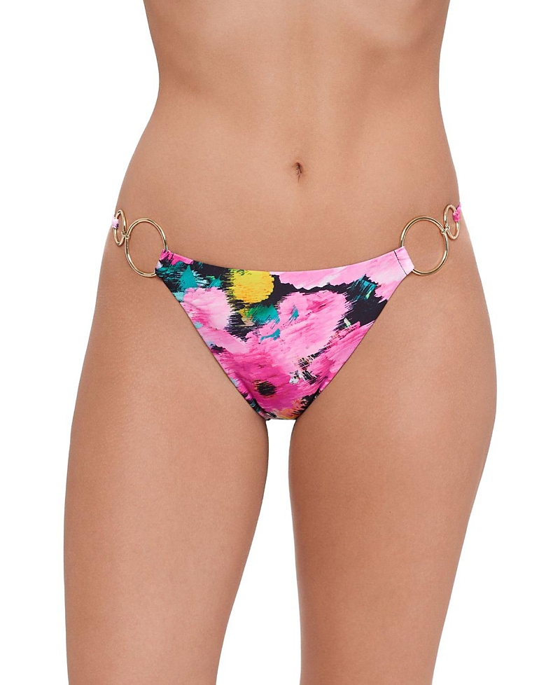 Steve Madden Strap Side Bikini with Gold Double Rings Bottom