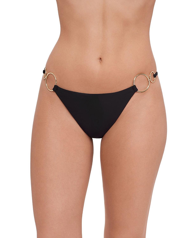 Steve Madden Strap Side Bikini with Gold Double Rings Bottom
