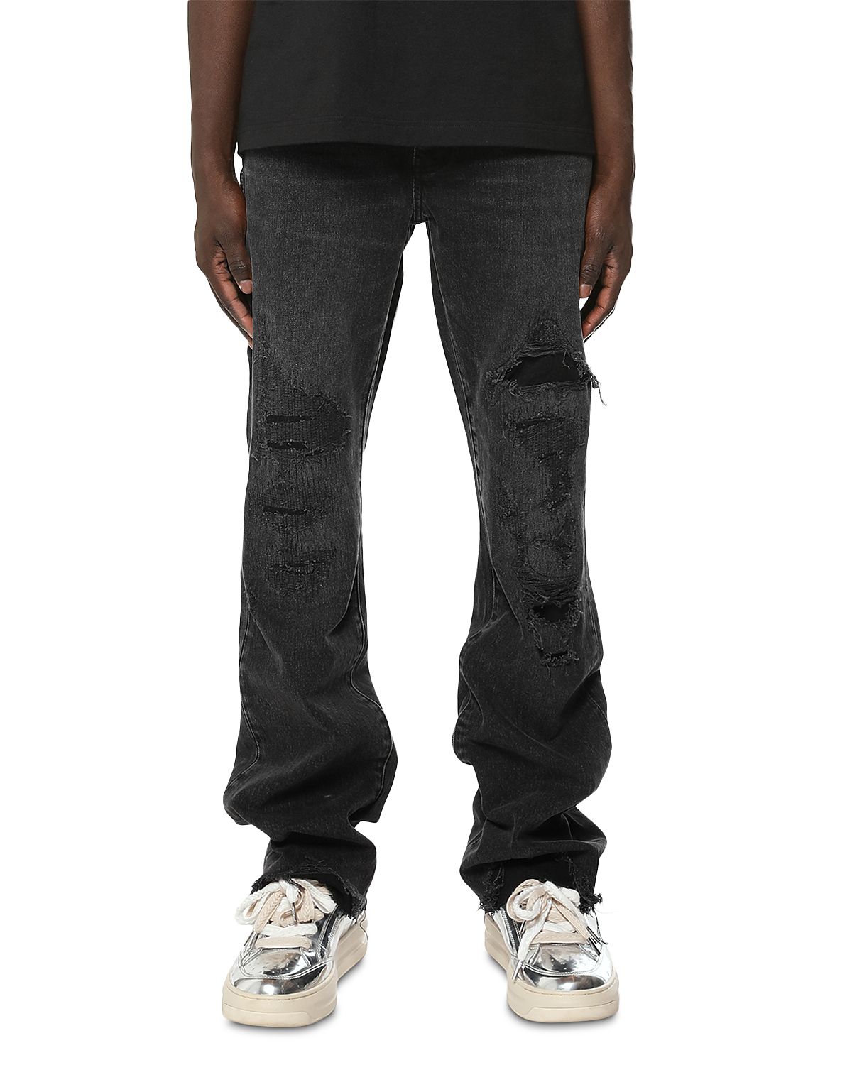 Purple Brand Heavy Destroy Slim Flare 34 Jeans