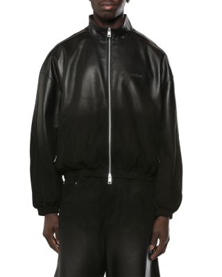 Stand Collar Zip Leather Track Jacket