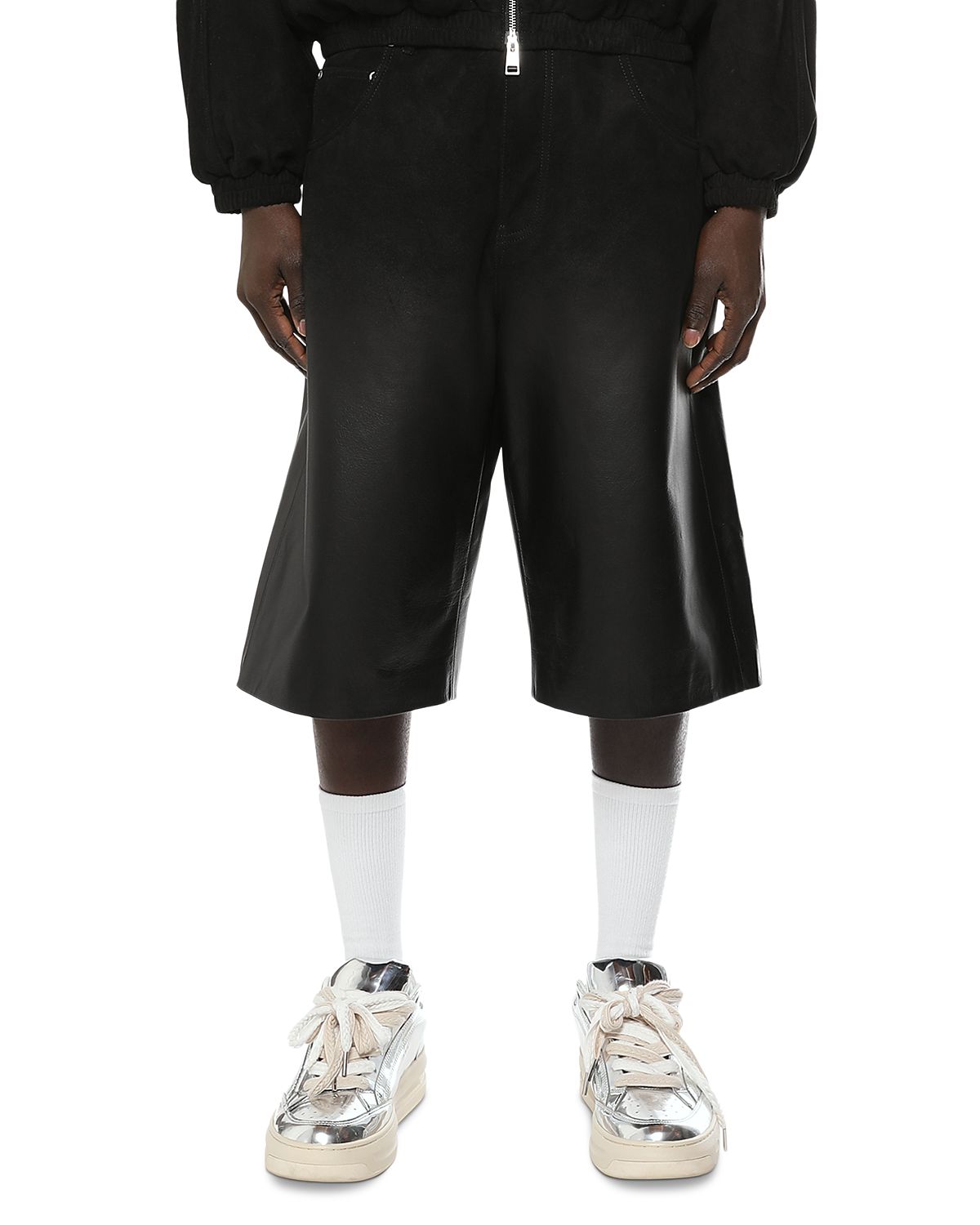 Purple Brand Relaxed 13.5 Leather Track Shorts