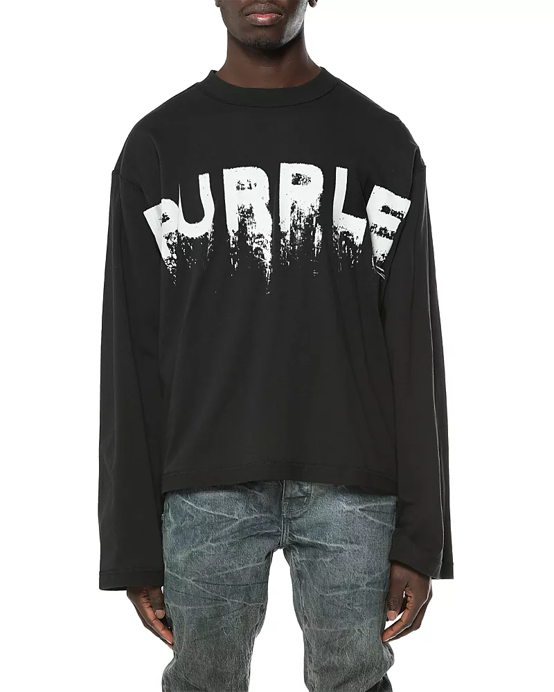 Purple Brand Wide Cropped Logo Cotton Shirt