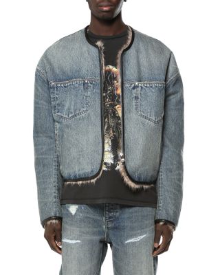 Faux Fur Cotton Denim Jacket