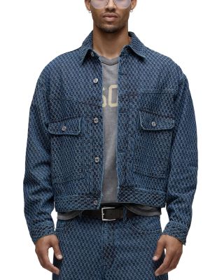 Front Yoke Weave Pattern Denim Jacket