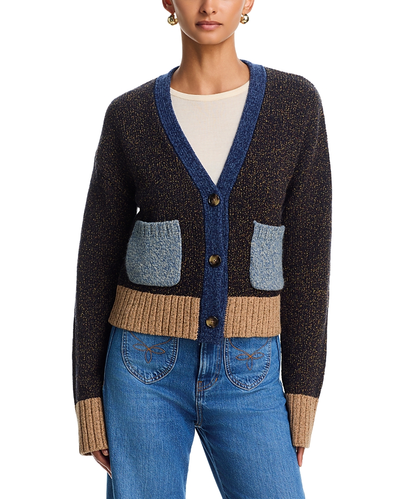 Veronica Beard Josiane Wool Blend Colorblocked Cardigan