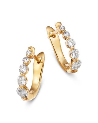 Diamond Tapered Huggie Hoop Earrings in 14K Yellow Gold, 0.5 tcw