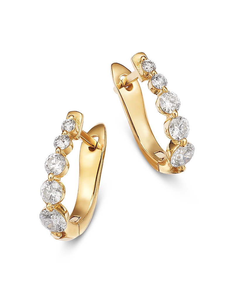 Bloomingdale's Fine Collection Diamond Tapered Huggie Hoop Earrings in 14K Yellow Gold, 0.5 tcw