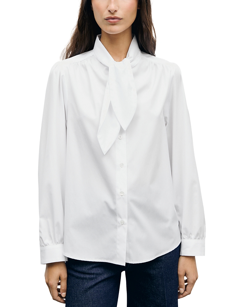 Gerard Darel Louka Cotton Tie Collar Blouse