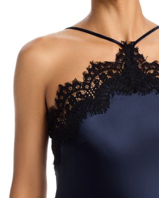 Long Satin Lace Trim Bias Gown - Exclusive - thumbnail 3
