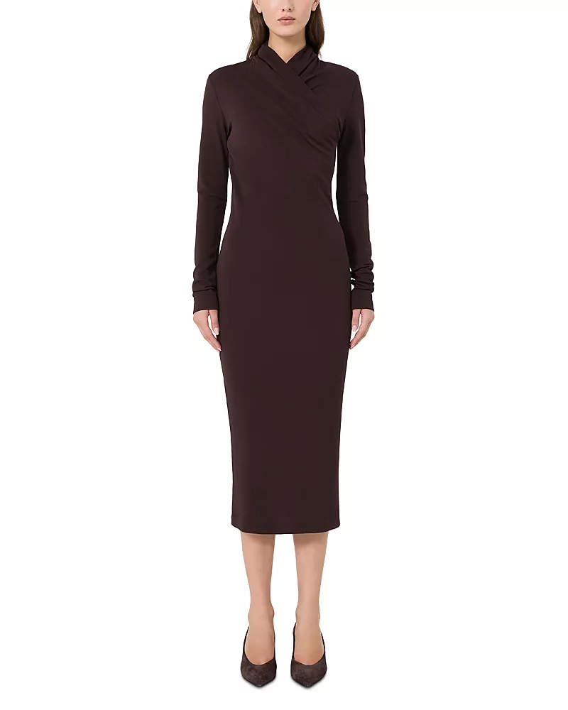 Max Mara Mxmestremo Draped Long Sleeve Dress