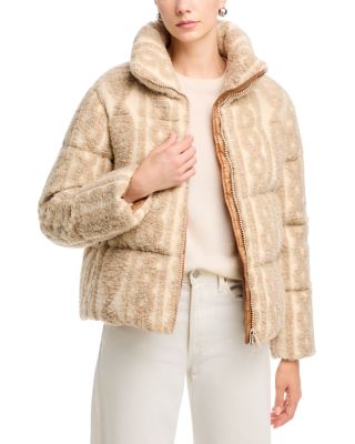 Braided Zip Front Puffer Coat 