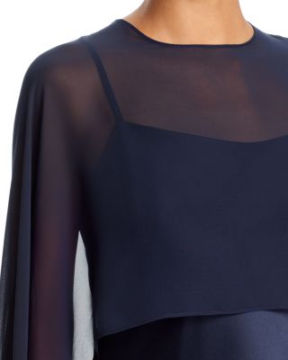 Long Satin Dress with Chiffon Overlay - Exclusive - thumbnail 8