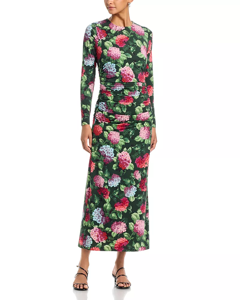 Carolina Herrera Ruched Long Sleeve Dress