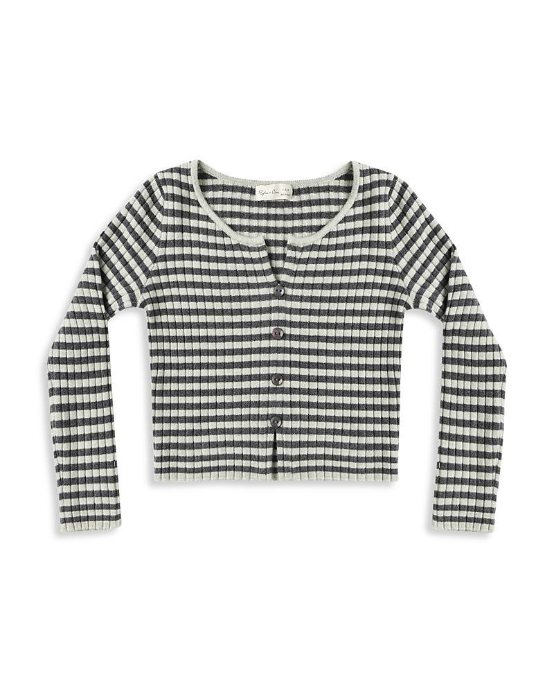 Rylee + Cru Girls' Midnight Striped Long Sleeved Knit Tee - Little Kid, Big Kid