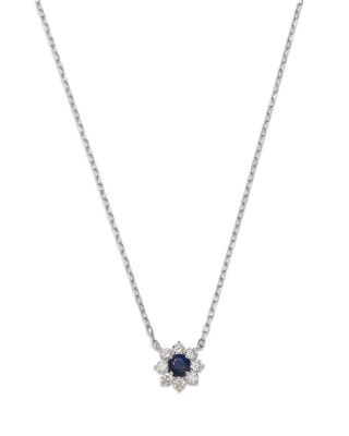 Diamond & Gemstone Classic Flower Cluster Pendant Necklace in 14K Gold