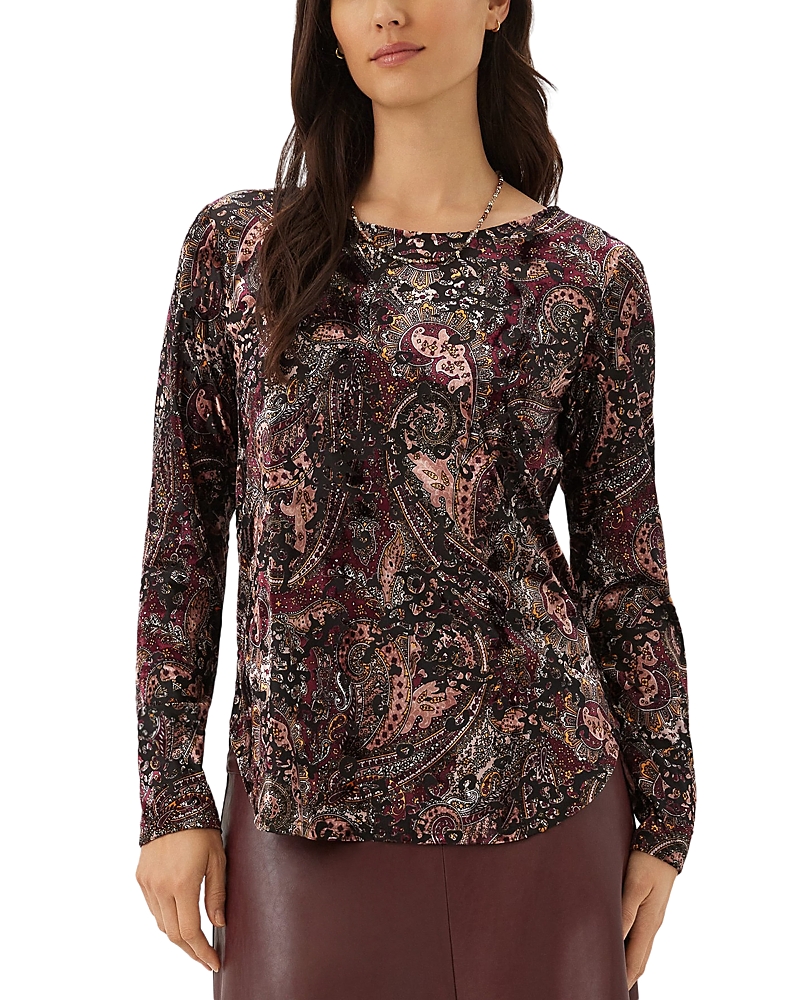 Karen Kane Long Sleeve Velvet Burnout Shirttail Top
