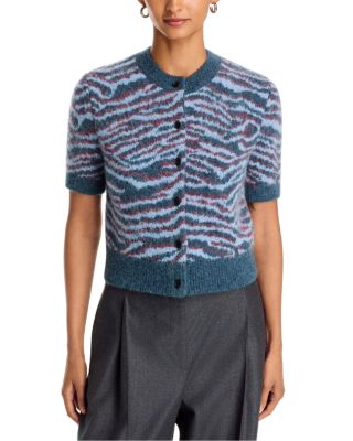 Tiger Print Short Sleeve Cardigan Sweater