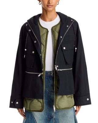 Mixed Media Utility Parka Coat