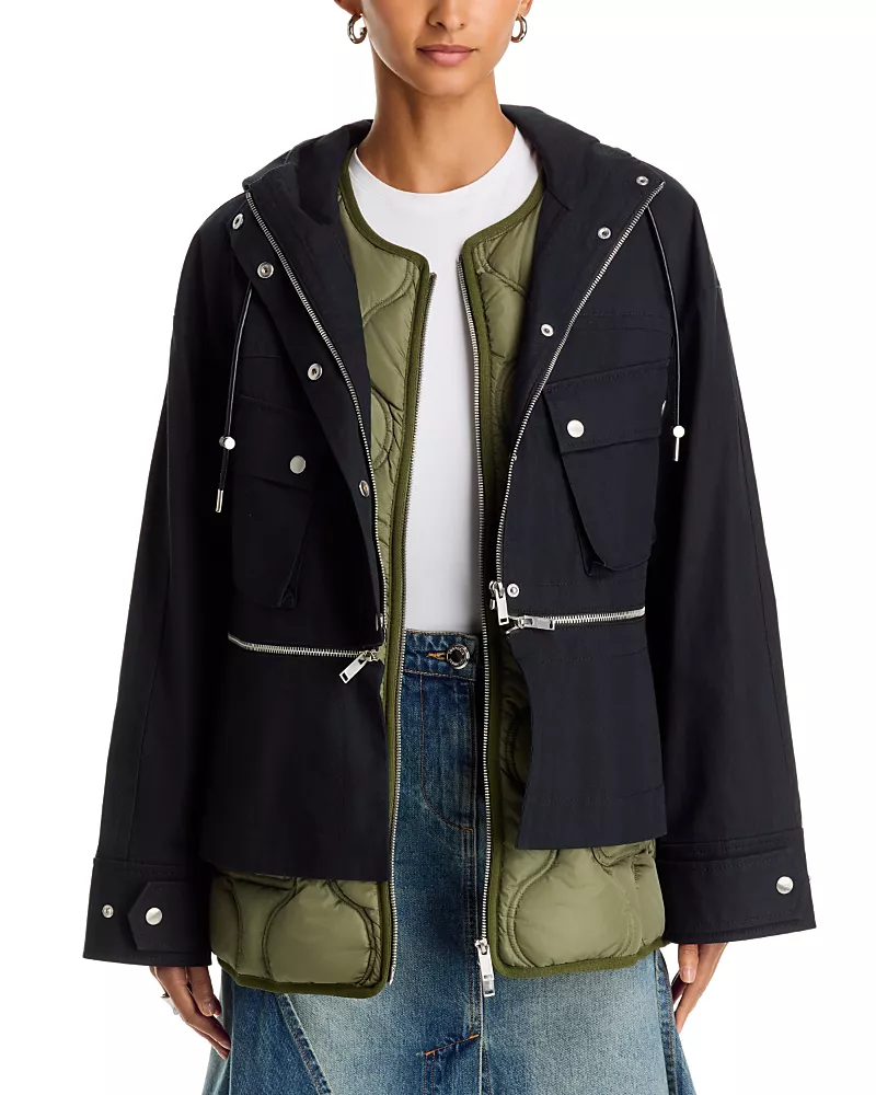 3.1 Phillip Lim Mixed Media Utility Parka Coat
