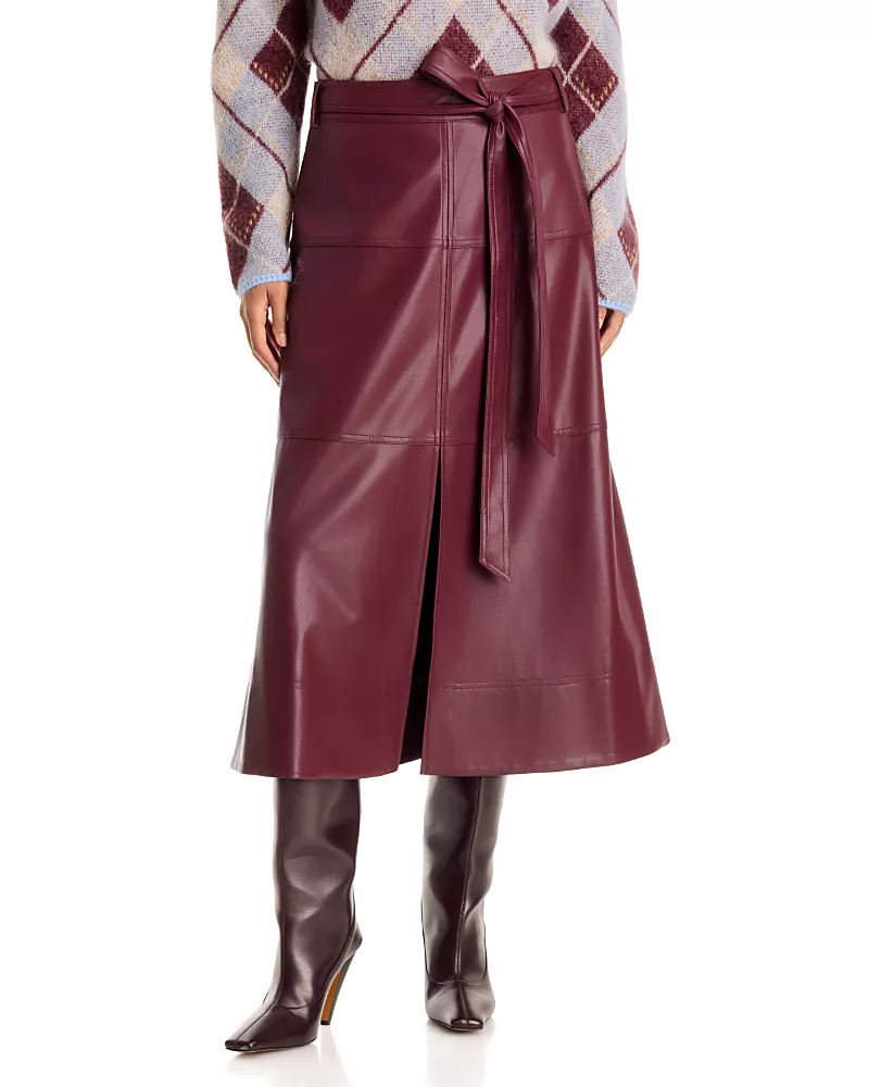 Tanya Taylor Hudley Faux Leather Midi Skirt