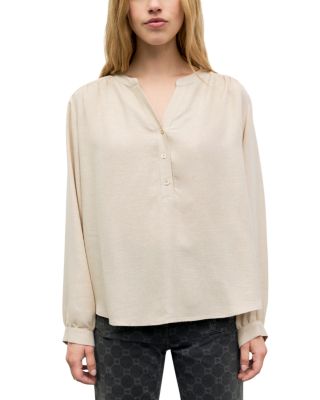 Liset Half Button Tunisian Collar Blouse
