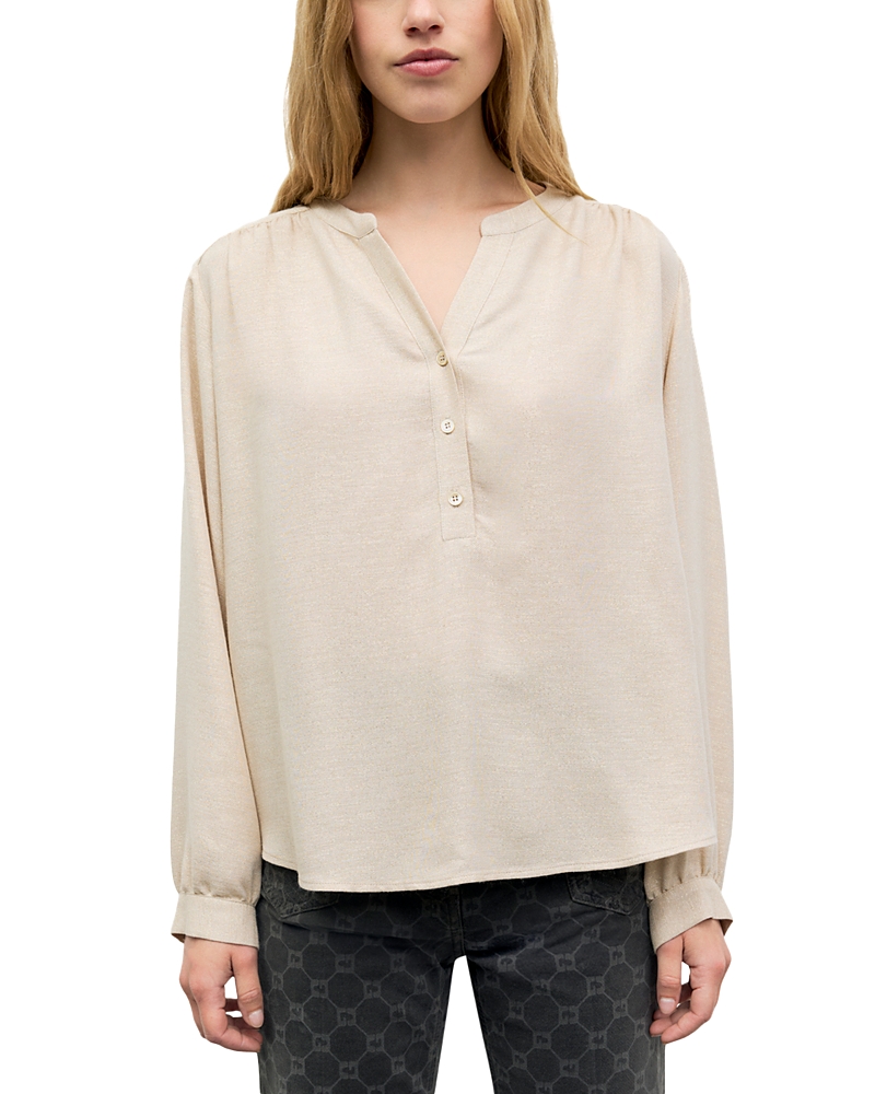 Gerard Darel Liset Half Button Tunisian Collar Blouse