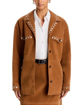 Studded Faux Suede Western Jacket