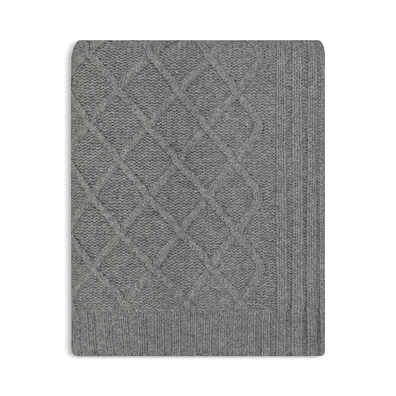 Sofia Cashmere Diamond Knit Cashmere Throw Blanket In Gray