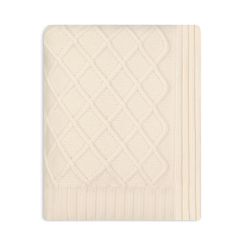 Sofia Cashmere Diamond Knit Cashmere Throw Blanket In Brown