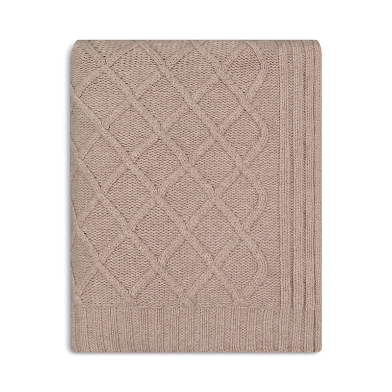 Sofia Cashmere Diamond Knit Cashmere Throw Blanket In Brown