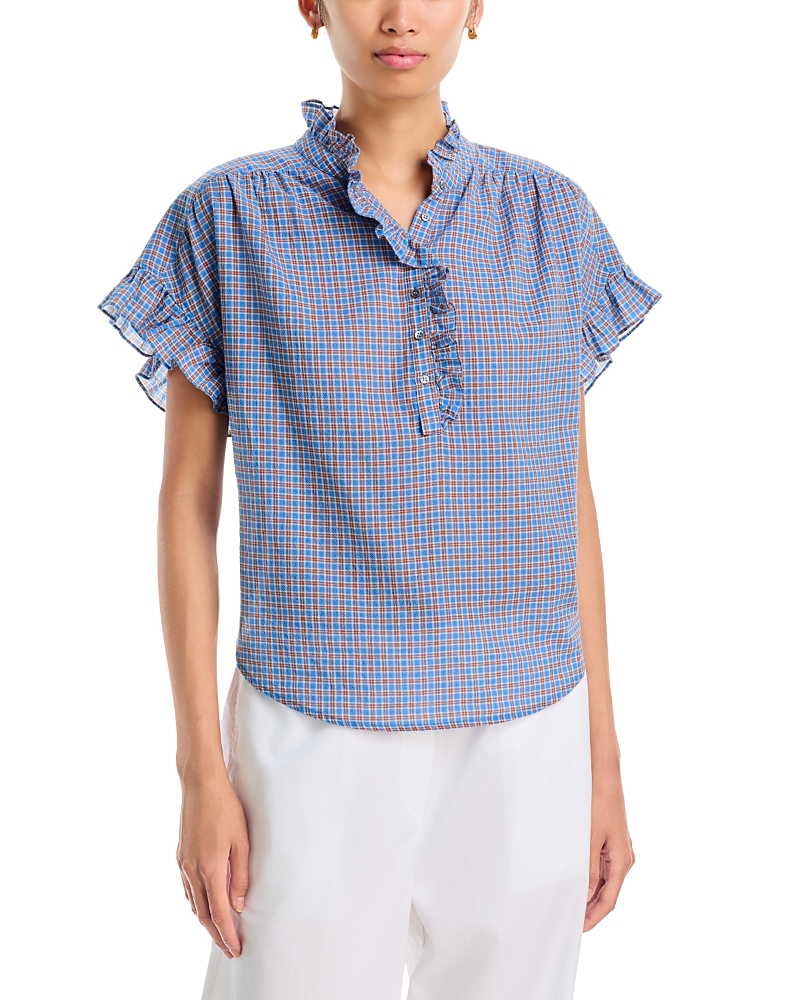 Xirena Brie Printed Ruffle Trim Blouse
