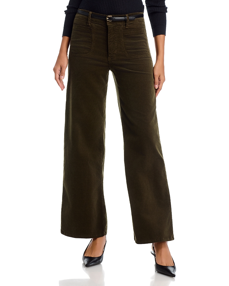 Frame Le Pixie High Rise Slim Palazzo Modernist Corduroy Jeans in Rich Military