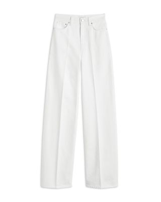 Wide Leg Cotton Jeans in Off White