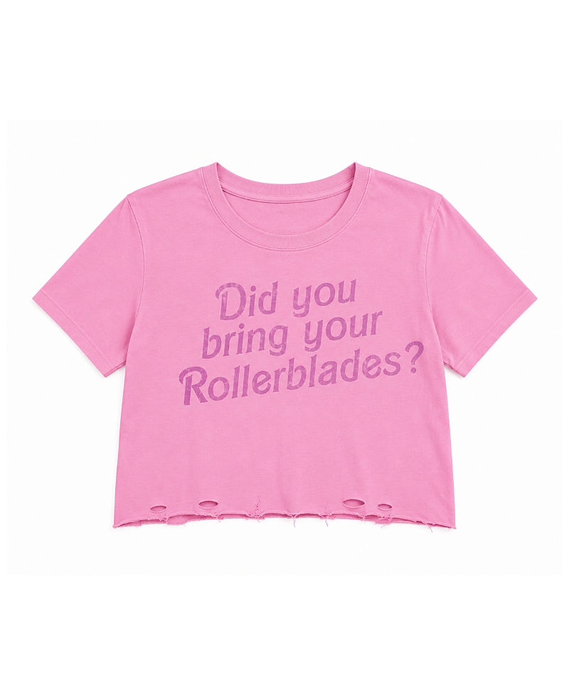 Prince Peter Collection Girls' Rollerblades Distressed Crop Top - Big Kid