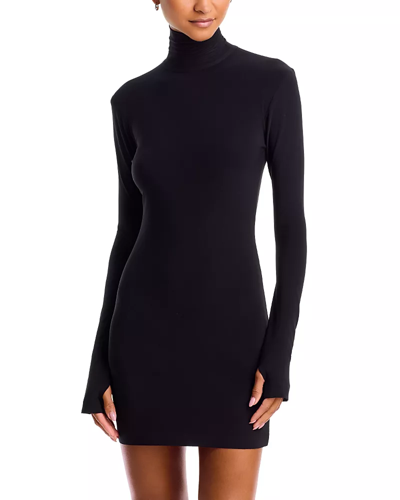 Norma Kamali Long Sleeve Turtleneck Mini Dress