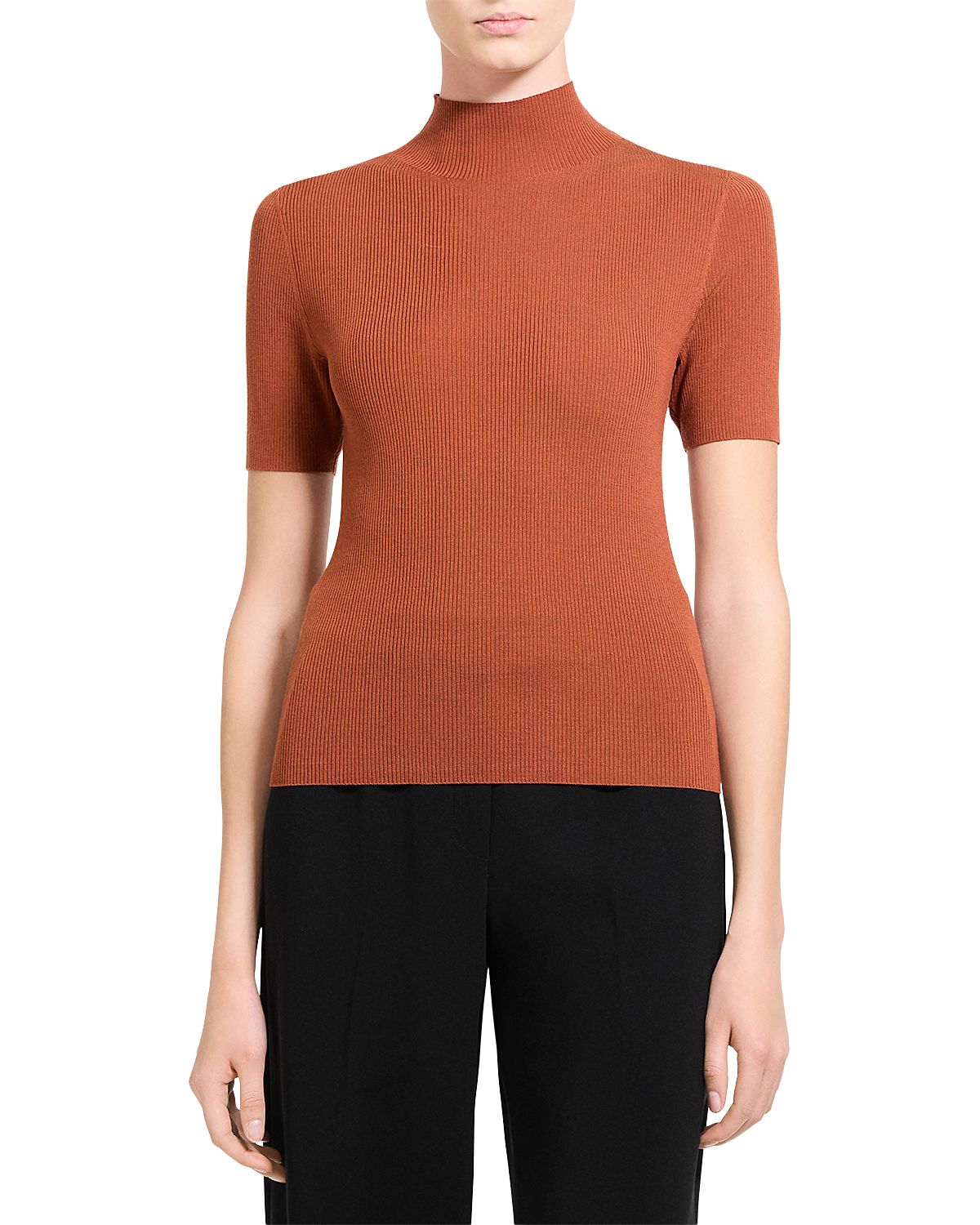 Theory Leenda Short Sleeve Mock Neck Sweater