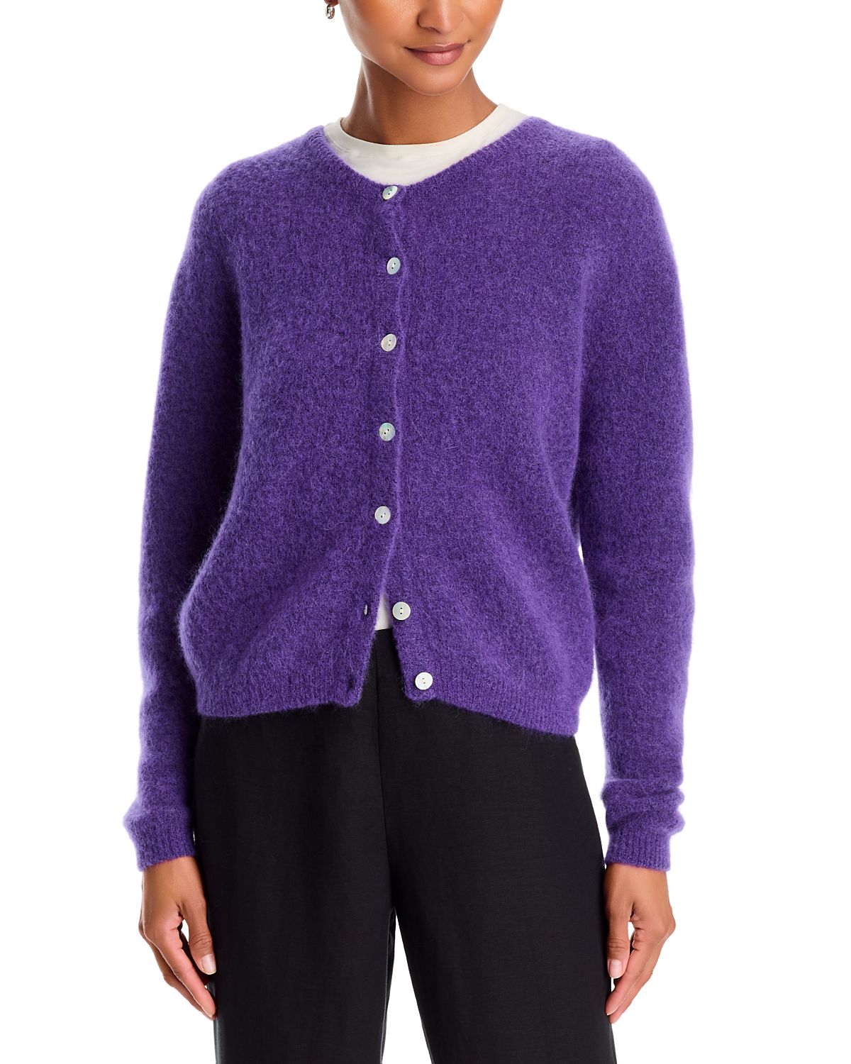 American Vintage Round Neck Buttoned Ball Cardigan