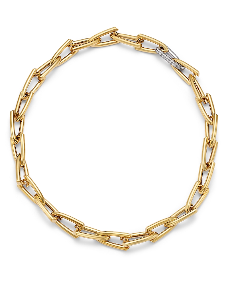Roberto Coin 18K White & Yellow Gold Bold Gold Diamond Pave Open Link Collar Necklace, 1.55 tcw